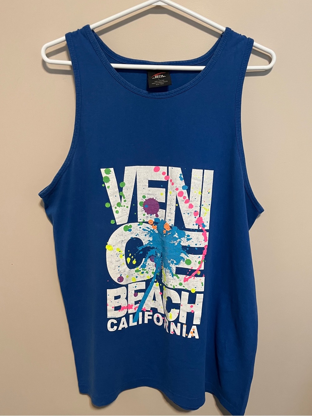 Venice Beach California Blue Graphic Men's Tank Top, size L